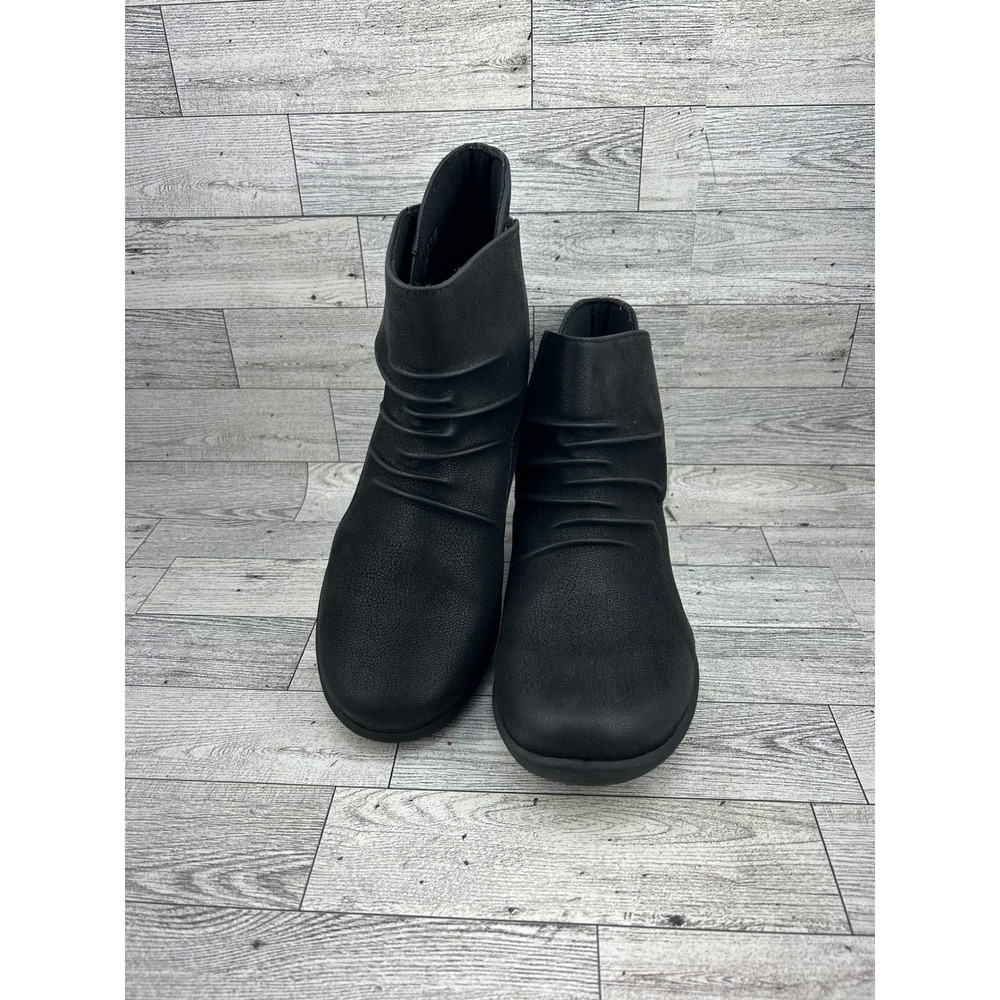 Clarks Cloudsteppers Sillian Tino Black Ruched Ankle Boots Women Sz 9M